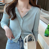 Huibaolu Autumn Long Sleeve Thin Sweater Coat Female Korean Wild Single-Breasted Knitted Cardigan Women Solid Casual Knitwear Tops