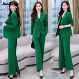 Huibaolu Women's Autumn Casual Suit Jacket Matching Set 2024 New Loose Blazers+ Wide Leg Pants Two Piece Female Chic Professional Wear