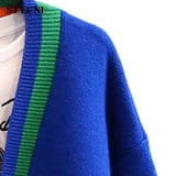 Huibaolu Klein Blue High Street Long Sleeve Acrylic Knitted Loose Women's Sweater Korean Fashion Thick Cardigan Autumn Winter 2023 0410