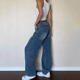 Huibaolu High Waist Mom Jeans for Women Vintage Streetwear Baggy Y2K Denim Trousers Woman 2024 New Fashion with Belt Wide Leg Pants