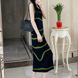 Huibaolu suspender printed dress, new summer vintage loose fitting slim square neck vest long vestido