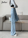 Huibaolu Retro American Autumn Loose Women Jeans Light Blue High Waist Casual Woman Jeans Fashion Street Basic Straight Leg Pants