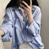 Huibaolu White Shirts Women Summer Thin Simple Solid Sun-Proof Blouse Female Korean Fashion All-Match Loose Basic Chiffon Shirt