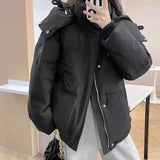 Huibaolu 2024 Winter Loose Puffer Cotton Padded Jacket Women Oversize Thicken Warm Hooded Parkas Woman Korean Waterproof Overcoat