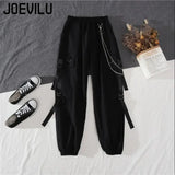 Huibaolu Removable Sleeve with Chain Top Handsome Casual Waistband Cargo Pants 2 Piece Sets Women's Outfits Spring Summer Suits