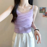 Huibaolu South Korean CHIC Summer New Super Hot Small Vest Sexy Mesh Splicing Bandeau Suspender Sexy Camisole