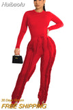 Huibaolu Elegant Women's Set Long Sleeve T-shirt and Tassel Pants Suit Autumn Winter Active Tracksuit Two 2 Piece Set Outfits