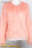 Huibaolu Warm Faux Fur Coat Women Jacket Loose Black White Pink Plush Overcoat Female Colorful Winter Autumn Shaggy Outerwear