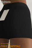 Huibaolu 2023 Summer Knit Shorts Cotton White Women Casual Mini Black Sexy High Waist Ribber Streetwear Basic Biker Shorts