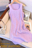 Huibaolu Jacquard Knitted Dress For Women Spring Summer 2023 New Sexy Black Purple Basic Bodycon Sweater Dress Slim Elastic P526