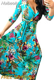 Huibaolu Women Sexy Bodycon Dress Beach Bohemian Maxi Splicing Floral Print Sexy Club Party Long Sleeve Long Dresses