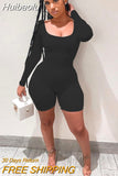 Huibaolu Fall Winter Long Sleeve Sexy Rompers Womens Jumpsuit Female One Piece Outfits Brown Black White Bodycon Jumpsuit For Women