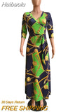 Huibaolu Women Sexy Bodycon Dress Beach Bohemian Maxi Splicing Floral Print Sexy Club Party Long Sleeve Long Dresses