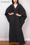 Huibaolu Multicolor V-neck Batwing Sleeve Plus Size Loose Maxi Dress For Women Summer Beach Wear Kaftan Long Bathing Dresses Q1306