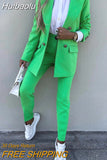 Huibaolu Elegant Women Pants Suit and Long Sleeve Blazer Matching Set Office Lady Streetwear Chic Two 2 Piece Set 2023 Outfits