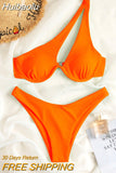 Huibaolu Bikinis 2023 Women's Swimwear Female Solid Swimsuit Swimming Bathing Suits Brazilian Girls Bikini Set Beach Wear Bather