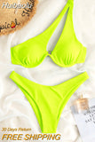 Huibaolu Bikinis 2023 Women's Swimwear Female Solid Swimsuit Swimming Bathing Suits Brazilian Girls Bikini Set Beach Wear Bather