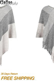 huibaolu Tassel Design Knitted Ponchos and Capes Women Casual Shawl Cloak Tops Free Size