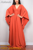 Huibaolu Multicolor V-neck Batwing Sleeve Plus Size Loose Maxi Dress For Women Summer Beach Wear Kaftan Long Bathing Dresses Q1306