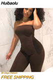 Huibaolu Strapless Bodycon Jumpeuit Women Romper Streetwear One Piece Outfit Women Backless Brown Black Jumpsuit Female Ladies 2023