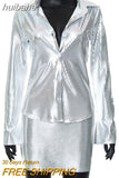 huibahe Autumn New Shiny Plaid Women Skirt Suit White Long Sleeve Single Breasted Skirt Suit Female Skinny Elegant Two Piece Set