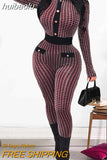 huibaolu Print Buttoned Long Sleeve Skinny Rompers Women Jumpsuit