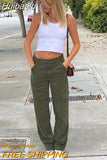 Huibaolu Khaki Wide Leg Cargo Jeans High Waist Big Pockets Baggy Denim Trousers Casual Oversized Pants Street Sweatpants Iamhotty