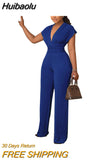 Huibaolu Elegant Women Halter Neck High Waist Tunic Straight Jumpsuit 2023 Summer INS Sexy Night Party One Piece Overall Playsuit