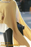 Huibaolu Elegant Women Winter Autumn Streetwear One Long Sleeve Asymmetrical Yellow Turtleneck INS Pullovers Sweater Jumpers