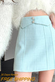 Huibaolu Waist Pencil Skirt Casual Autumn Tweed Mini Shorts Skirts Elegant Package Hip Bright Silk Skirt Women Sexy Clubwear O118