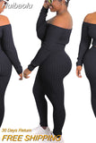 Huibaolu Women's set Knitted Slash Neck Top Leggings Pants suit Full Sleeve two piece set tracksuit outfits Club Sportwear H1085