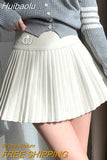 Huibaolu Woolen Pleated Skirts Women Autumn Winter Mini Skirt High Waist Casual Harajuku Sweet Skirt Shorts Dance Streetwear O322