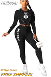 Huibaolu Black Queen Spade Q Women Lace Up Waist Tee Tops Pencil Pants Suit Active Wear Tracksuit Two Piece Set Fitness Outfits