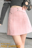 Huibaolu Waist Pencil Skirt Casual Autumn Tweed Mini Shorts Skirts Elegant Package Hip Bright Silk Skirt Women Sexy Clubwear O118