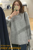 Huibaolu Soft Basic Sweater Women Autumn Winter Women's Round Neck Loose Casual Pullover Solid Knit Tops Femme Thick Jumper T320