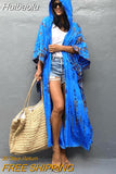 Huibaolu Tie dye Striped Hoodie With Pocket Kimono Dress 2023 Spring/Autumn Women Beach Wear Elegant Maxi Dresses A2430