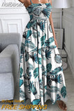 huibaolu Print Spaghetti Strap Bandeau Maxi Dress Women Casual Summer Dress