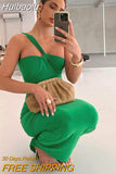 Huibaolu Autumn Sexy Asymmetric Bodycon Maxi Dresses Club Outfit For Women 2023 Slash Neck Party Long Dress Female Fashion Dress