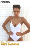 Huibaolu Sexy One-Piece Swimsuit Women Swimwear Female Solid Black Thong Backless Monokini Bathing Suit XL