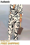 huibaolu Print Button Front Belted Jumpsuit Women Casual Rompers One Piece Outfits