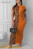 Huibaolu Autumn Summer Women Fashion Leopard Print Bodycon Long Maxi Dress Sexy Club Party Dresses Vestidos GLLD8600