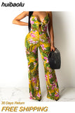 huibaolu Print Spaghetti Strap Cutout Sexy Rompers Women Jumpsuit Casual Summer One Piece Outfits