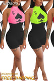 Huibaolu Women Poker Card Sleeveless Bodycon Sport Jumpsuit Romper Bodysuit Night Club Party One Piece Overalls playsuit