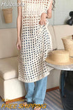 Huibaolu Cutout Midi Dress Women Korean Chic Summer Hollow Hole Woven Dress Sleeveless Casual Loose Round Neck Streetwear N774