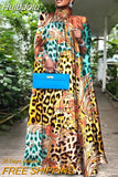 Huibaolu Elegant Women Leopard Long Sleeve Loose Floor Length Long Maxi Dress Fashion Sexy Party Chic Evening Dresses Vestidos