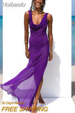 Huibaolu Women Maxi Dress 2023 Fashion Backless Cover Ups Chiffon Sundress Vestido Beachwear Long Beach Dress Summer Outfits Bodycon