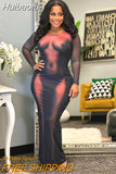 Huibaolu Women Body 3D Printed Long Sleeve O-neck Maxi Long Slim Bodycon Midi Dress 2023 Evening Sexy Party Club Dress Vestidos