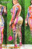 Huibaolu Casual Paisley Printed Women's Set Lapel Long Sleeve Shirt Tops and Legging Pants Two 2 Piece Set Chic Tracksuit Outfits