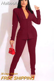 Huibaolu Basic Women's Tracksuit Blazers with Girdle Corset and Pants Suit Office Lady Elegant Matching Two 2 Piece Set Outfits