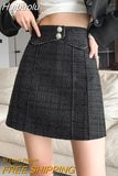 Huibaolu Waist Pencil Skirt Casual Autumn Tweed Mini Shorts Skirts Elegant Package Hip Bright Silk Skirt Women Sexy Clubwear O118